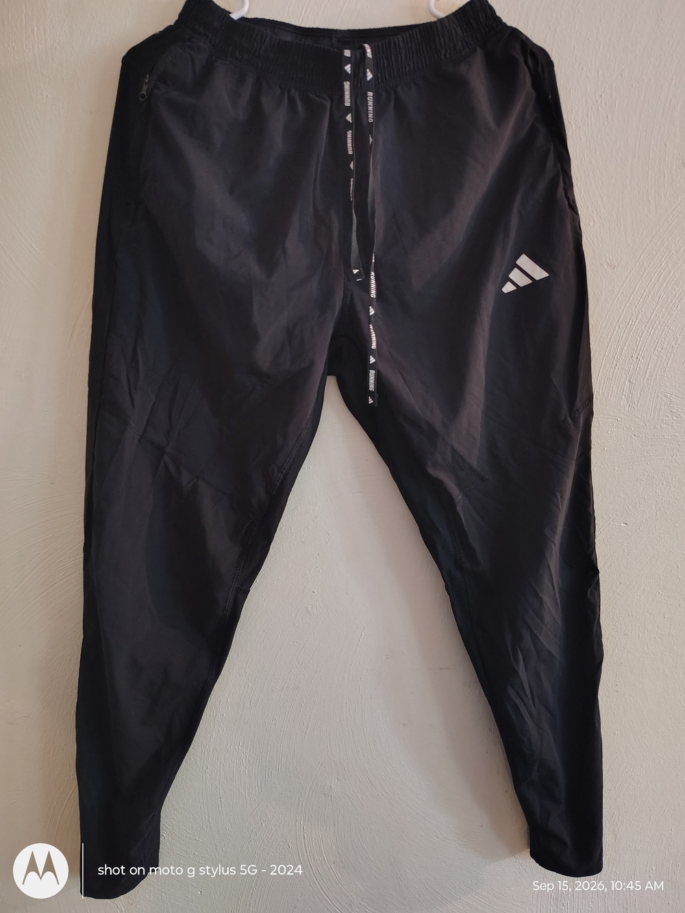 Mens Adidas Own The Run Jogger Pants Size small Black White Stripes